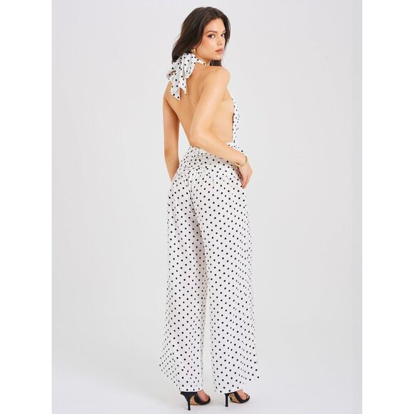 Oriana White Polka Dots Halter Jumpsuit - Picture 5 of 14